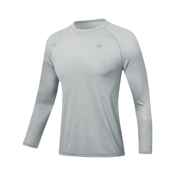 Xidunhg Men's Rash Guard Long Sleeve Shirt UPF 50 Sun Protection Quick Dry Moisture Wicking Lightweight for Swimming Surfing Outdoor Light Grey XL