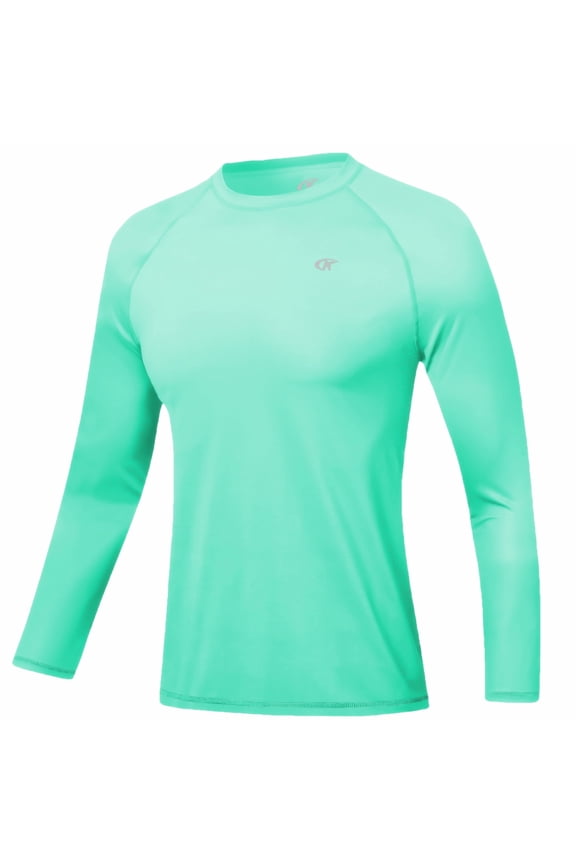 Men's Rash Guard Long Sleeve Shirt UPF 50 Sun Protection Quick Dry Moisture Wicking Lightweight for Swimming Surfing Outdoor Light Green S