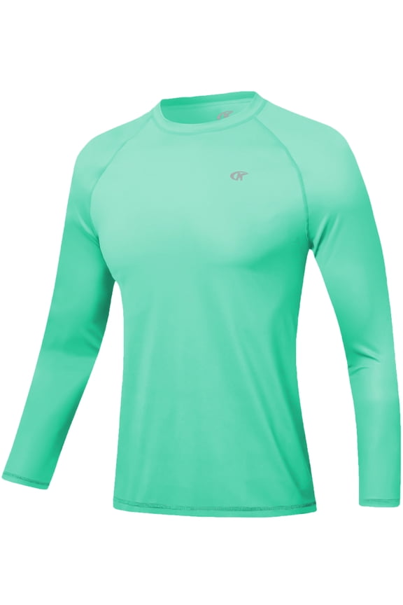 Men's Rash Guard Long Sleeve Shirt UPF 50 Sun Protection Quick Dry Moisture Wicking Lightweight for Swimming Surfing Outdoor Light Green 2XL
