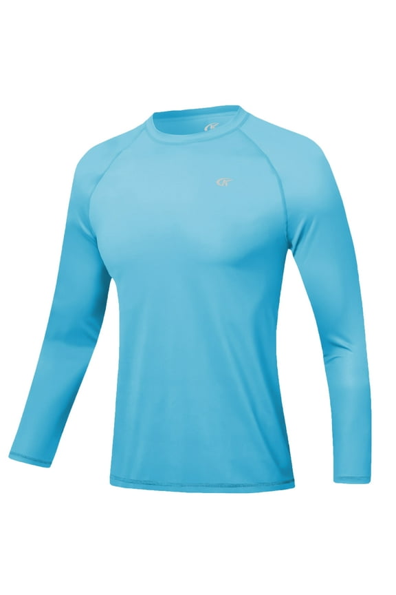 Men's Rash Guard Long Sleeve Shirt UPF 50 Sun Protection Quick Dry Moisture Wicking Lightweight for Swimming Surfing Outdoor Sky Blue XL