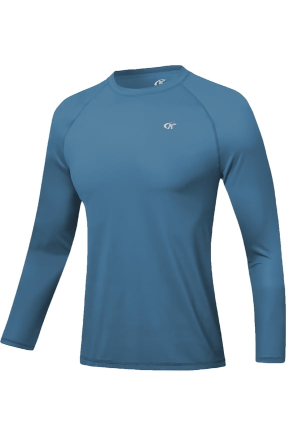 Men's Rash Guard Long Sleeve Shirt UPF 50 Sun Protection Quick Dry Moisture Wicking Lightweight for Swimming Surfing Outdoor Stone Blue XL