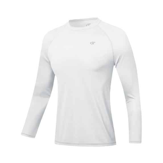 Xidunhg Men's Rash Guard Long Sleeve Shirt UPF 50 Sun Protection Quick Dry Moisture Wicking Lightweight for Swimming Surfing Outdoor White 2XL