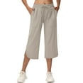 thumbnail image 1 of Xidunhg Women's Capri Pants Wide Leg Plus Size Lightweight Quick Dry Casual Summer Sweatpants Hiking Walking Khaki 2XL, 1 of 10