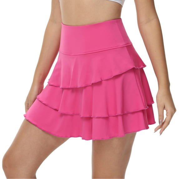 Xidunhg Women's Pleated Tennis Skirts Athletic Golf Skorts Skirts for Women Layered Skirts Workout Running Rose 2XL