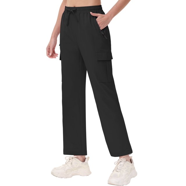Xidunhg Women's Hiking Pants Lightweight Quick Dry Cargo Pants Casual Work Travel Safari Clothes Black 2XL