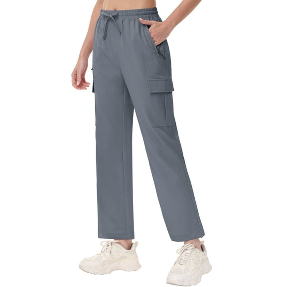 Xidunhg Women's Hiking Pants Lightweight Quick Dry Cargo Pants Casual Work Travel Safari Clothes Grey 2XL