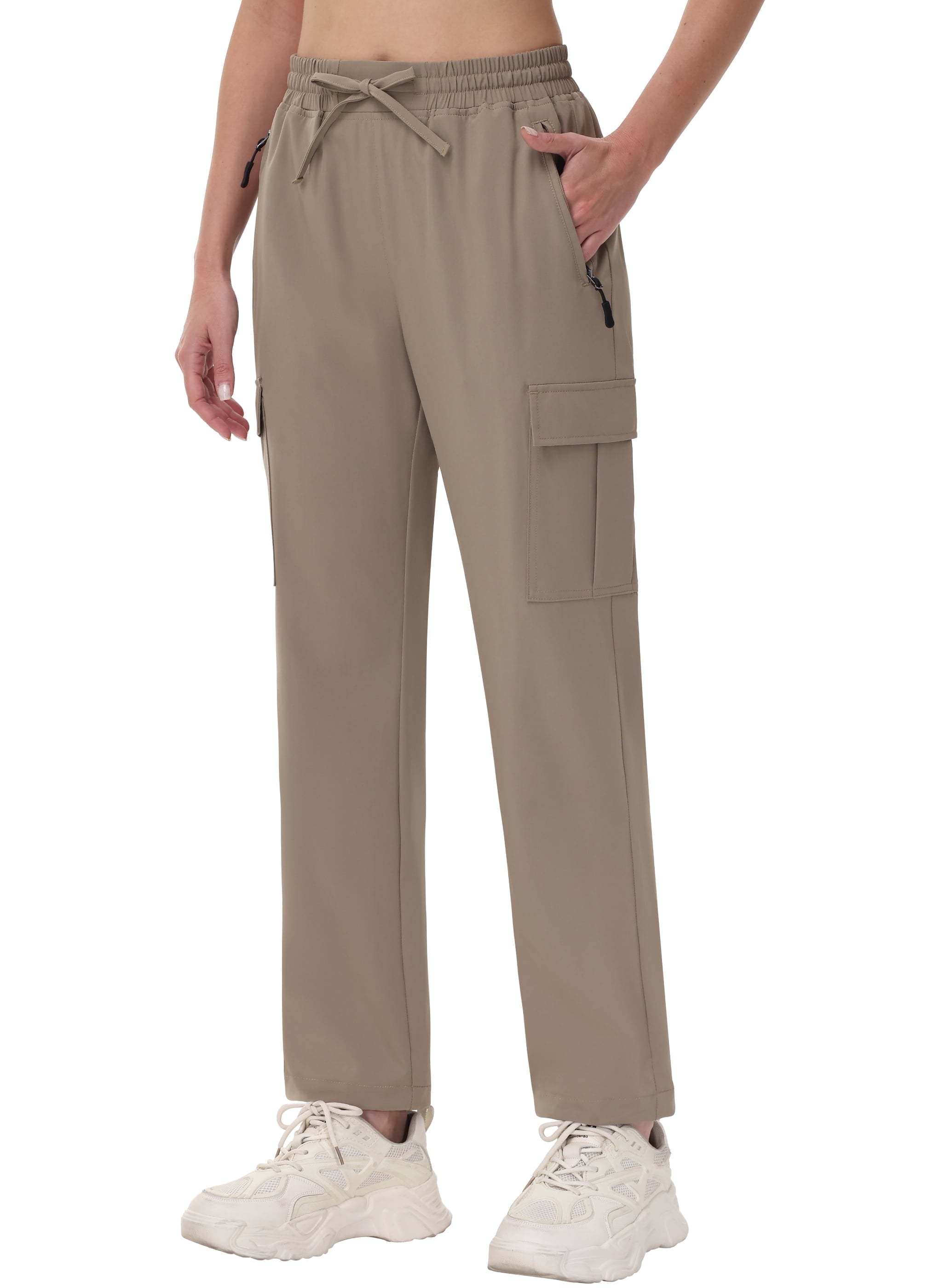 Moosehill Women's Cargo Hiking Pants - High Waisted Water Resistant Baggy Pants For Travel & Casual Wear
