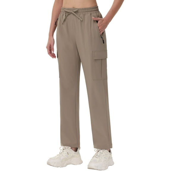 Xidunhg Women's Hiking Pants Lightweight Quick Dry Cargo Pants Casual Work Travel Safari Clothes Khaki S