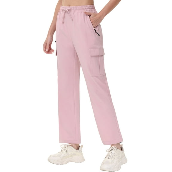 Xidunhg Women's Hiking Pants Lightweight Quick Dry Cargo Pants Casual Work Travel Safari Clothes Light Pink M