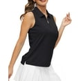 thumbnail image 1 of Xidunhg Women's Polo Shirt Quarter Zipper Golf Vest Sleeveless Quick-Drying Sports Polo Shirt Black L, 1 of 7