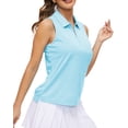 thumbnail image 1 of Xidunhg Women's Polo Shirt Quarter Zipper Golf Vest Sleeveless Quick-Drying Sports Polo Shirt Light Blue 2XL, 1 of 7