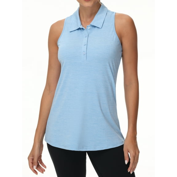 Xidunhg Women's Sleeveless Tank Top Golf Polo Shirts Summer Sports Athletic Fashionable Workwear-Quick Dry Light Blue 2XL