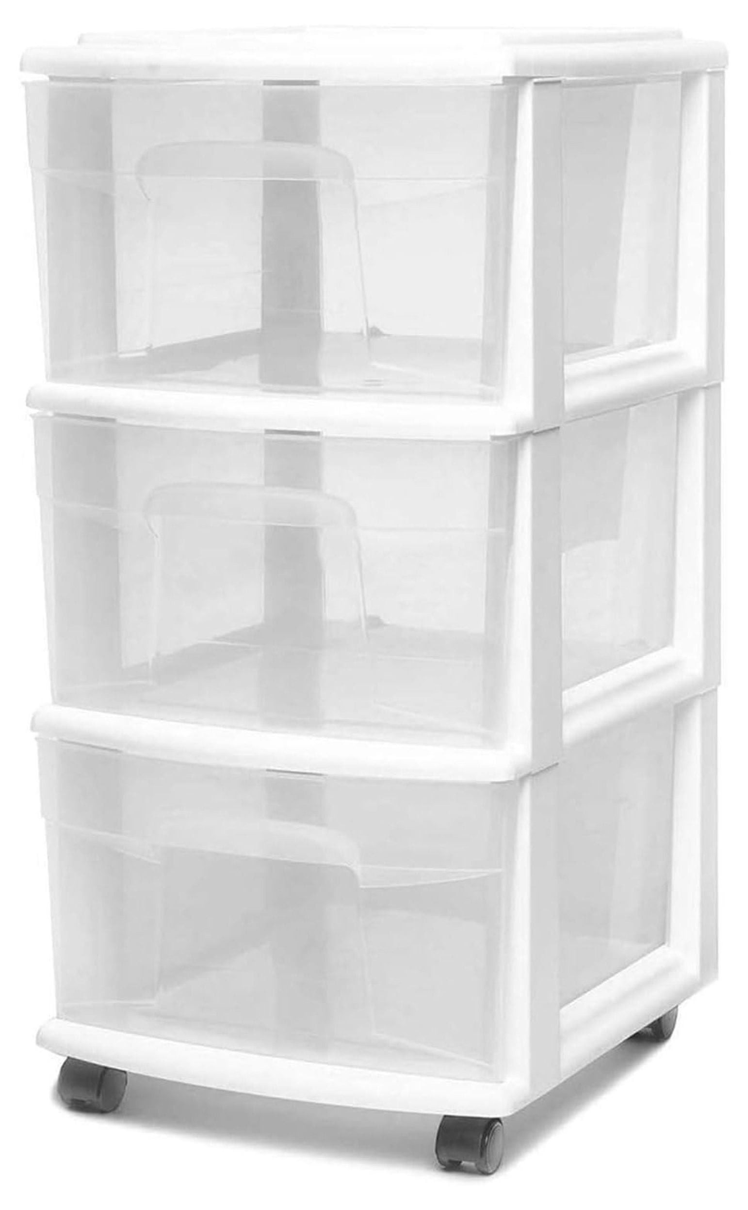 White 3-Drawer Plastic Storage Cart with Wheels