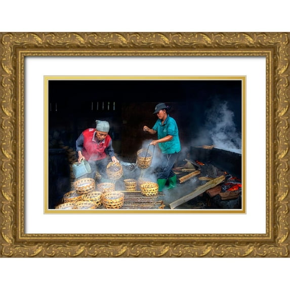 Xie, Louise 14x11 Gold Ornate Wood Framed with Double Matting Museum Art Print Titled - MomS Fish