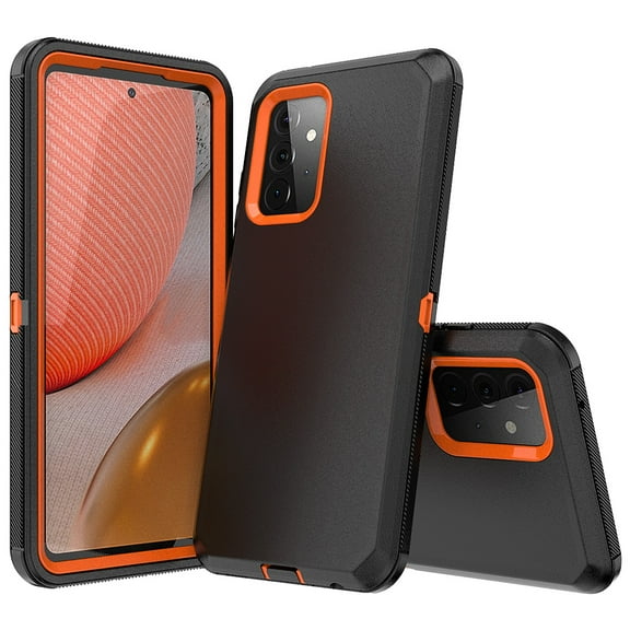 Xihaiying Samsung Galaxy A72 5G Case Heavy Duty Hard Shockproof Armor Protector Case Cover for Galaxy A72 5G Phone Case (Black+Orange)