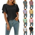 thumbnail image 1 of Xihbxyly Blouse for Women, Womens Puff Short Sleeve Tops Comfortable Breathable Crew Neck Blouses Shirt Tops Summer Casual Loose Blouse, 1 of 7