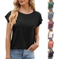 thumbnail image 1 of Xihbxyly Blouses for Women Dressy Casual, Womens Casual Crew Neck Tops Puff Short Sleeve Tops Blouses Casual Tunic Tops for Leggings Fashion Clothes, 1 of 3