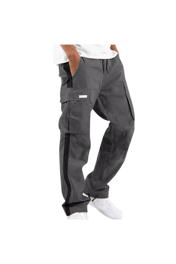 Cargo Pants for Men, Linen Pants Wide Leg Pants for Men Relaxed Casual Work Trousers Cotton Hiking with Pockets Lightweight Hiking Work Pants Outdoor Cargo Trousers #4