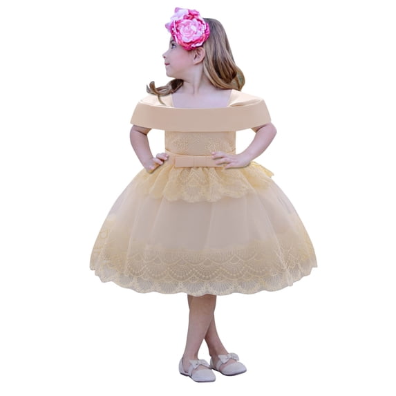 Xihbxyly Casual Dress for Girls Kids Girls Princess Bridesmaid Pageant Gown Birthday Party Wedding Dress