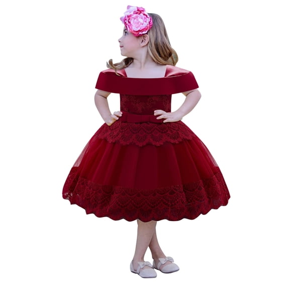 Xihbxyly Casual Dress for Girls Kids Girls Princess Bridesmaid Pageant Gown Birthday Party Wedding Dress