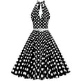 thumbnail image 1 of Xihbxyly Retro Dresses for Women Women 50s Vintage Polka Halter Cocktail Dress Buttons Floral 1950s Prom Tea Dress # Black M, 1 of 6