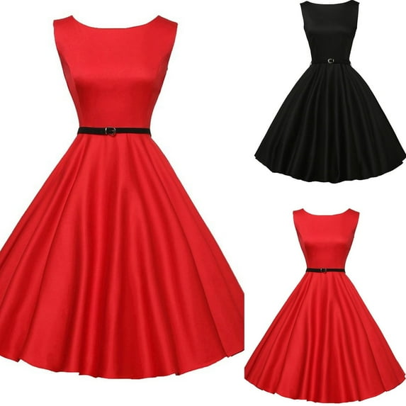 Xihbxyly Retro Dresses for Women Women's 50s Vintage Floral Lace Retro Rockabilly Sleeveless Round Neck Cocktail Party 50s Vintage Dress