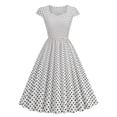 thumbnail image 1 of Xihbxyly Retro Dresses for Women Women's Square Neck Wrap Sleeve Short Sleeve Printed Vintage Style Dresses Party Midi Dress, 1 of 7
