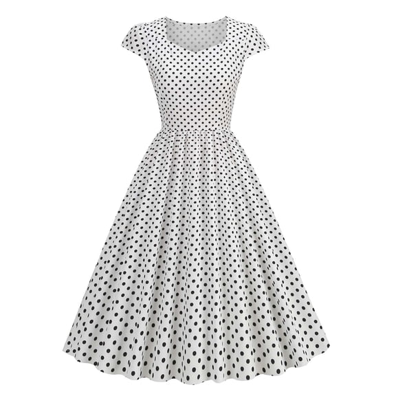 Xihbxyly Retro Dresses for Women Women's Square Neck Wrap Sleeve Short Sleeve Printed Vintage Style Dresses Party Midi Dress