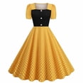 thumbnail image 1 of Xihbxyly Women Short Sleeve Square Neck 1950s Retro Vintage Cocktail Party Dress Casual A-Line Work Dress Rom Party Vintage Dresses, 1 of 6