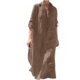 thumbnail image 1 of Xihbxyly Womens Summer Dresses 3/4 Sleeve Cotton Linen Dress Plus Size Maxi Long Dresses Loose Flowy Sundresses with Pockets Khaki XL, 1 of 6