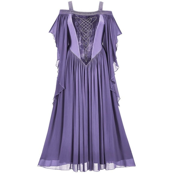 Xihbxyly Gothic Vintage Dresses for Women Print Lace Sling Midi Dress Plus Size Gothic Cosplay Costumes Vintage Style Dresses for Women