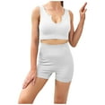 thumbnail image 1 of Xihbxyly Clearance Sets Womens Short Sets 2 Piece Outfits Workout Sets 2 Piece Outfits Ribbed Crop Tank Top High Waist Yoga Leggings Lounge Wear Tracksuit # Day Deal Beige M, 1 of 5