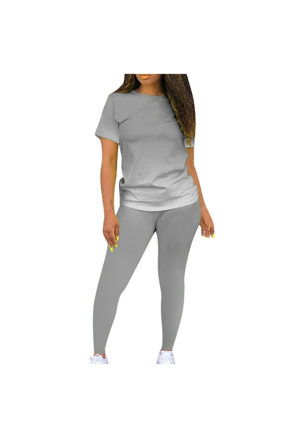 Two Piece Two Piece Outfits for Women Summer Bodycon Biker Long Pants Tracksuit Jogger Sets Casual Plus Size Tracksuit # Show Gray XXL