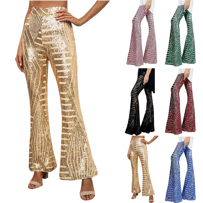 Gold High Waisted Sequin Party Pant