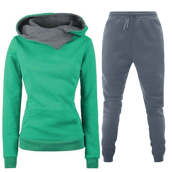 Xihbxyly Womens 2 Piece Outfits Long Sleeve Pullover Hoodies Sweatshirt and Sweatpants Casual Loose Fall Winter Suit Sweatsuit Jogger Workout Sets Dark Gray S