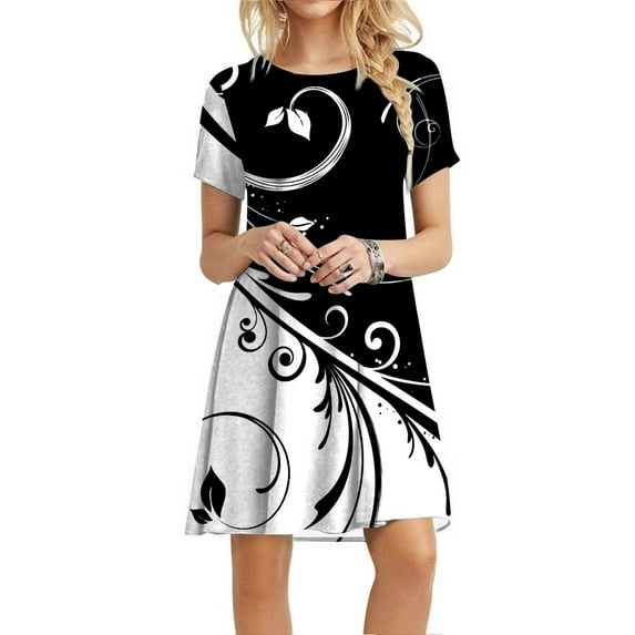 Xihbxyly Dresses for Women 2024 Women'S Summer Dress Sleeveless Ruffle Sleeve Round Neck Mini Dress Solid Loose Short Flowy Dress Wedding Guest Dresses for Women White S Clearance Dresses