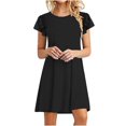 thumbnail image 1 of Xihbxyly Dresses for Women 2025 Women'S Summer Dress Sleeveless Ruffle Sleeve Round Neck Mini Dress Solid Loose Short Flowy Dress Wedding Guest Dresses for Women Black XXL, 1 of 6