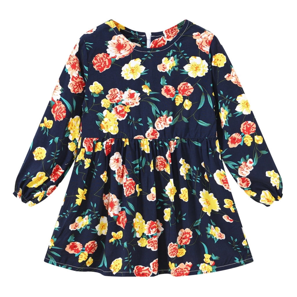 Fall Baby Girl Dresses Toddler Kids Baby Girls Floral Print Casual A-Line  Twirly Dress Party Princess Long Sleeve Dress Easter Dress for Baby -  Walmart.com