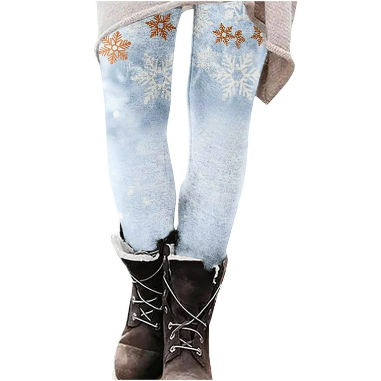 Xihbxyly Fuzzy Leggings for Women Women's Autumn And Winter Fashion  Christmas Print Slim Boots Trousers Women's Leggings Fleece Lined Leggings  Soft Clouds Fleece Leggings 