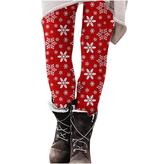 Xihbxyly Fuzzy Leggings for Women Women's Autumn And Winter Fashion Christmas Print Slim Boots Trousers Women's Leggings Fleece Lined Leggings Soft Clouds Fleece Leggings