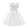 thumbnail image 1 of Xihbxyly Girls Dresses Summer Toddler Girls Solid Color Temperament Bowknot Off Shoulder Pleated Skirt Birthday Party Gown Long Dresses, 1 of 7