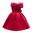 thumbnail image 1 of Xihbxyly Girls Dresses Summer Toddler Girls Solid Color Temperament Bowknot Off Shoulder Pleated Skirt Birthday Party Gown Long Dresses, 1 of 7
