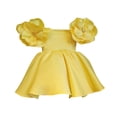 thumbnail image 1 of Xihbxyly Girls Dresses Toddler Girls Solid Color Retro Flowers Short Sleeve Birthday Party Gown Kids Dresses, 1 of 4