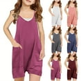 thumbnail image 1 of Xihbxyly Girls' Jumpsuits & Rompers, Girls Sleeveless Jumpsuits Casual Rompers Spaghetti Strap Loose Overalls with Pocket Onesies Summer Outfits Clothes, 1 of 6