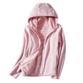 thumbnail image 1 of Xihbxyly Hoodies Zipper for Women Ladies Fleece Thickened Warm Hooded Reversible Jacket Long Sleeve Colorblock Hooded Hooded Plaid Color Matching Coat, 1 of 6