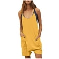 thumbnail image 1 of Xihbxyly Jumpsuits for Women Casual Womens Summer Casual Sleeveless Rompers Loose Spaghetti Strap Shorts Jumpsuit Linen Scoop Neck Wide Leg Jumpsuit with Pockets Yellow L #5, 1 of 5