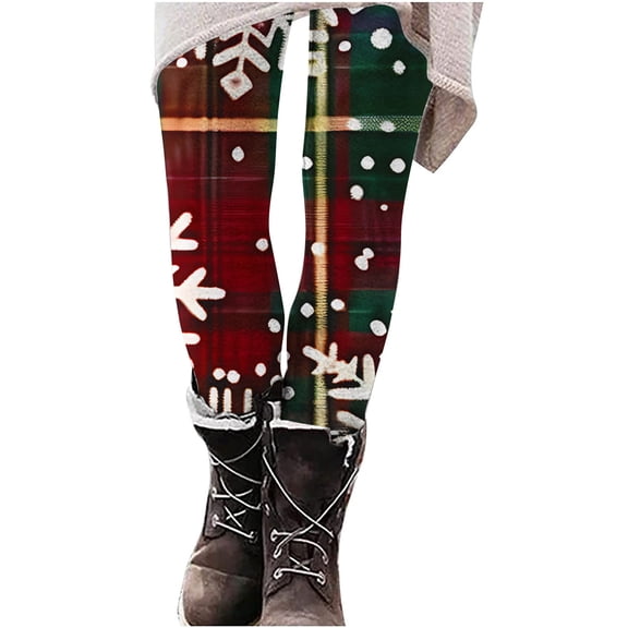 Xihbxyly Leggings for Women Fashion Christmas Print Slim Boots Trousers High Waisted Workout Pants Fleece Lined Leggings Soft Clouds Fuzzy Legging Tights
