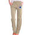 thumbnail image 1 of Xihbxyly Linen Pants for Women Womens Pants Cotton Linen Long Lounge Pants Drawstring Back Elastic Waist Pants Casual Trousers with Pockets, Beige, XL Deals of the Day Lightning Deals, 1 of 6