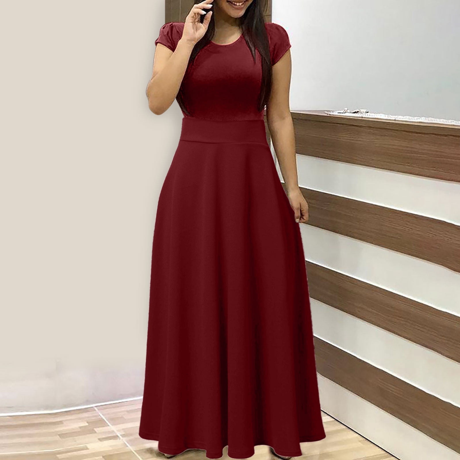 Xihbxyly Maxi Dresses for Women 2025, Women's Summer Boho Plus Size Short Sleeve Crew Neck Printed Maxi Dress Spring Casual Party Guest Dresses Floral Print Tank Maxi Dress #4