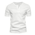 thumbnail image 1 of Xihbxyly Men's Button T-Shirts Big & Tall Crew Neck Short Sleeve Pus Size Tops Mens Dress Shirts Solid Loose Fit Casual Tops Trendy for Men, 1 of 5